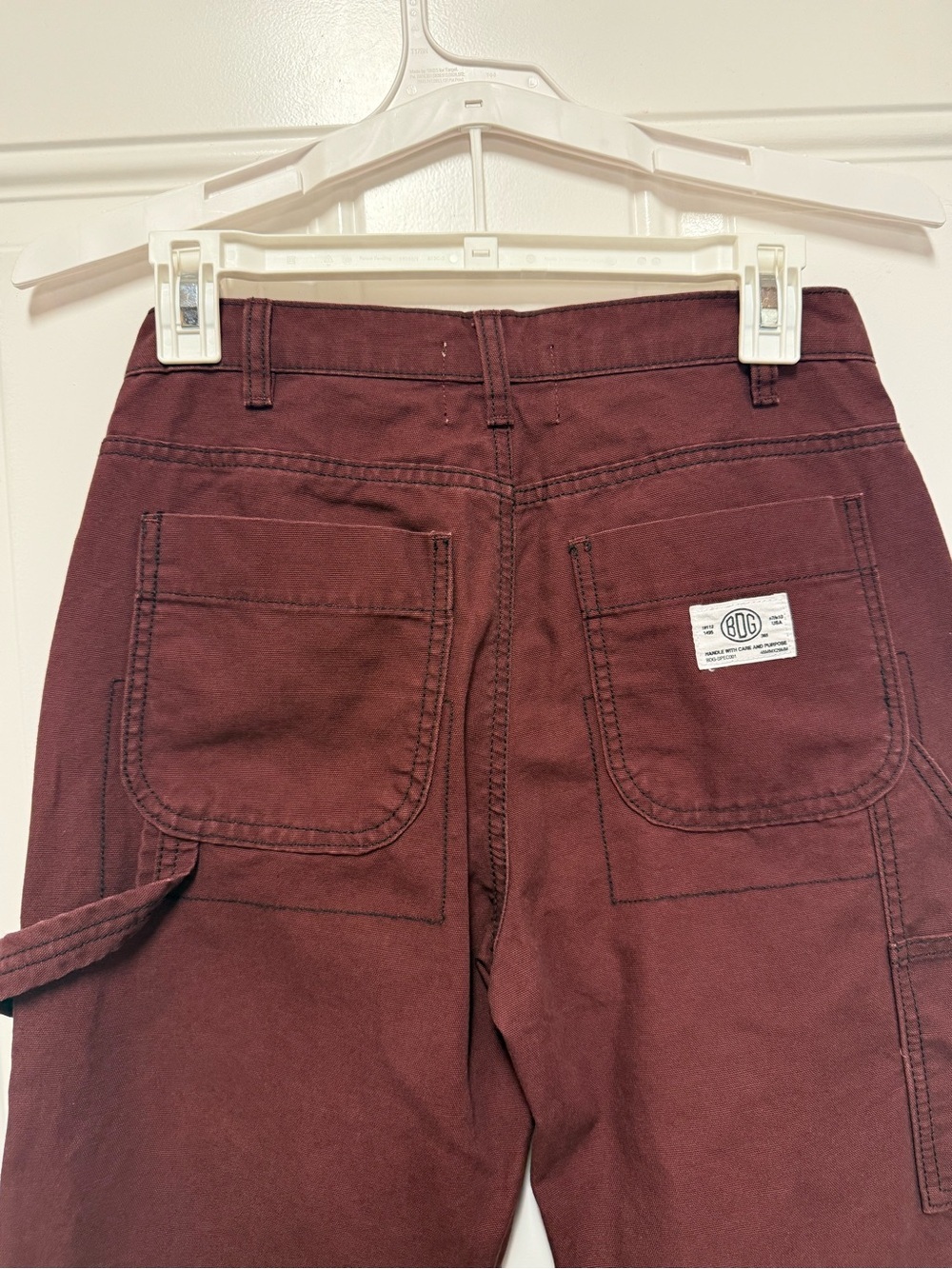 BDG Burgundy Carpenter Pants Size 25 Double Knee Workwear Utility Skater Granola - Picture 6 of 9